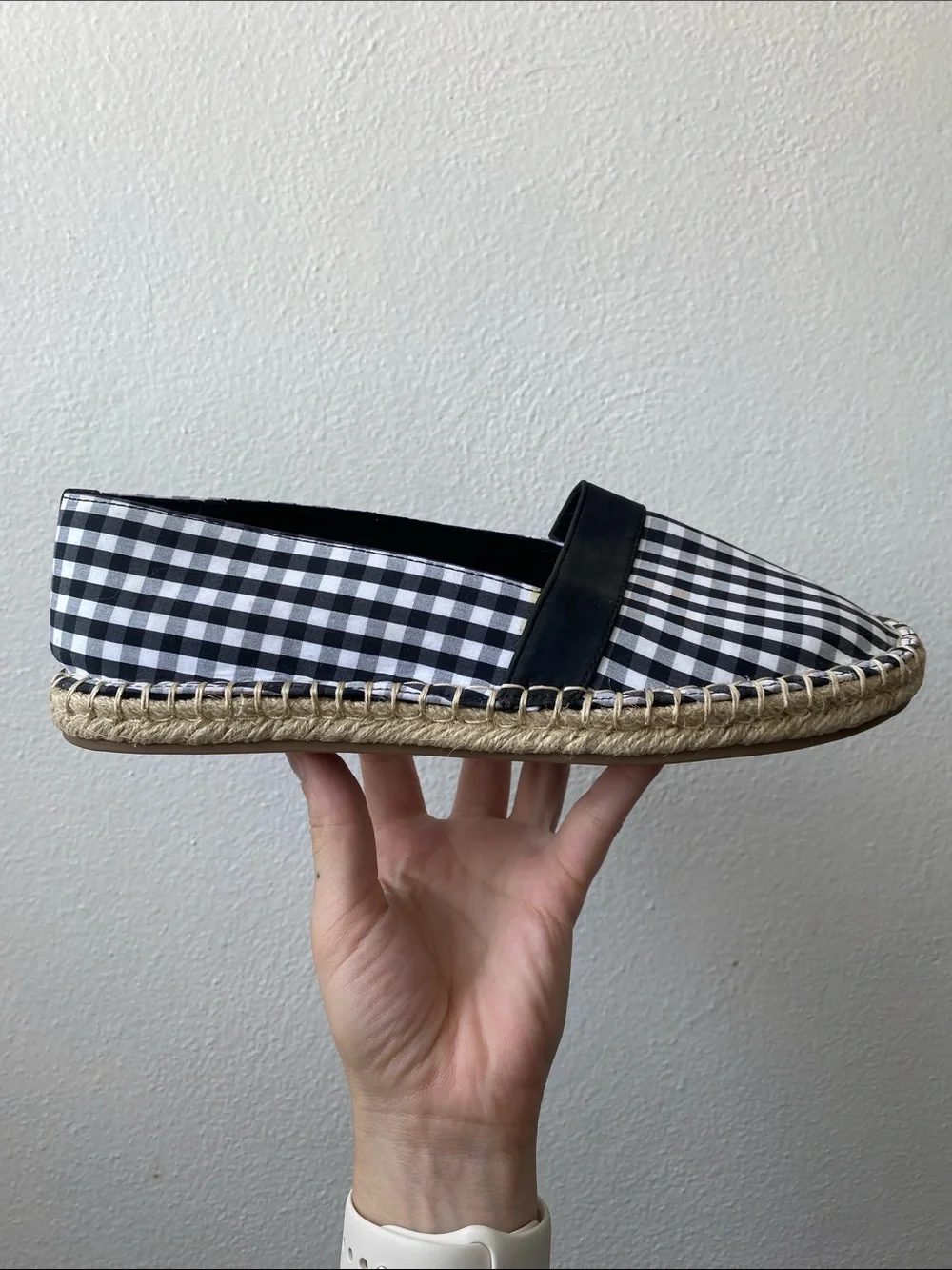 St. John's Bay Black and White Gingham Espadrille Flats